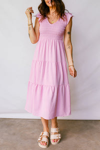 Bohemian Tiered Ruffle Midi Skirt
