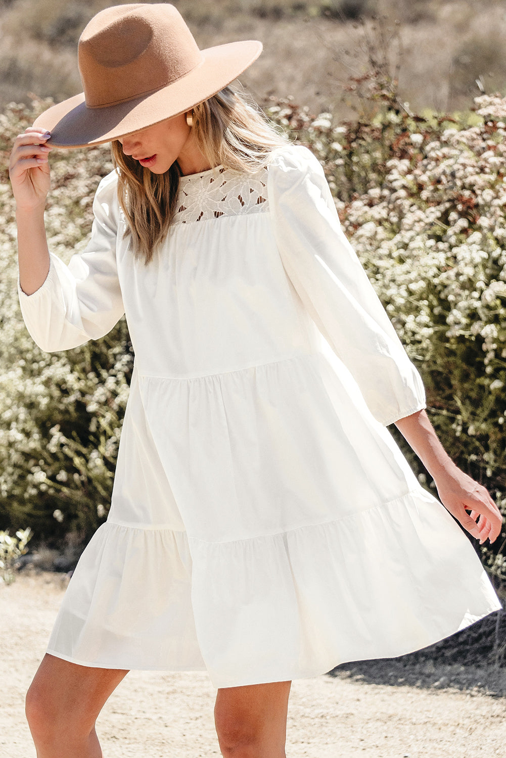 Bohemian tiered ruffle mini dress