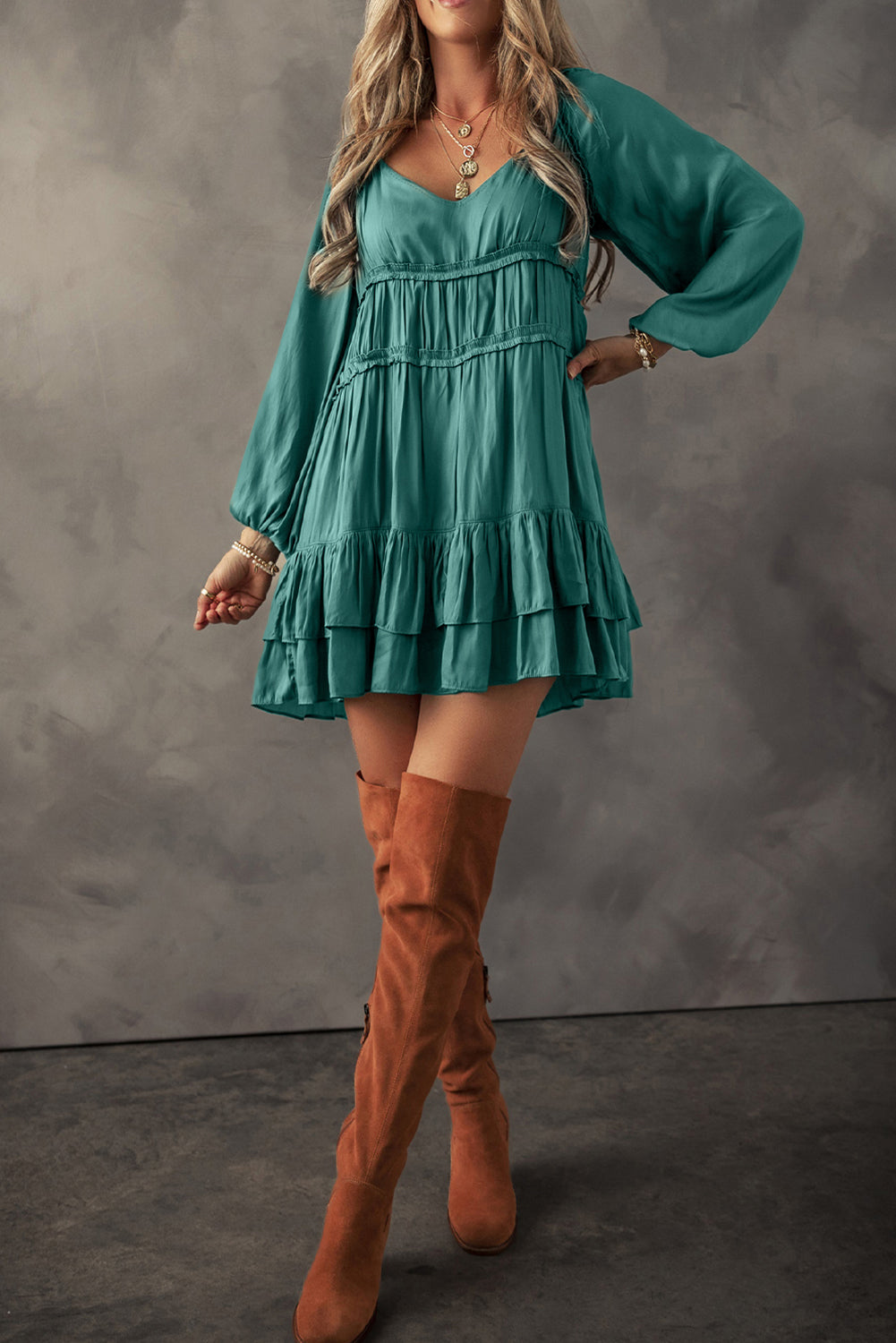 Bohemian Tiered Ruffle Short Dress