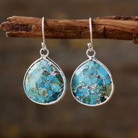 Bohemian turquoise drop earrings gold