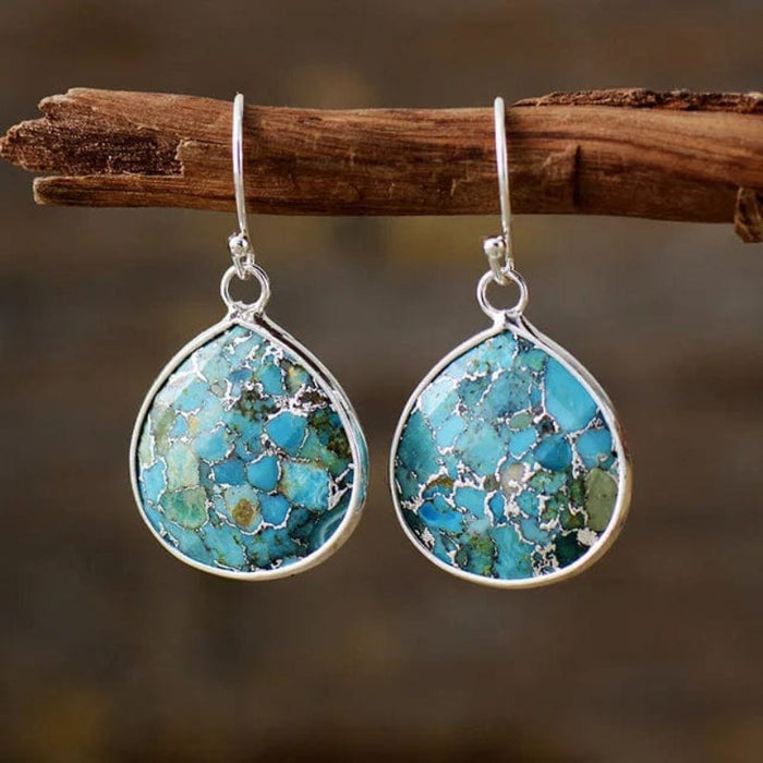 Bohemian turquoise drop earrings gold