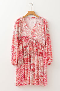 Bohemian V-Neck Dress Close-Up