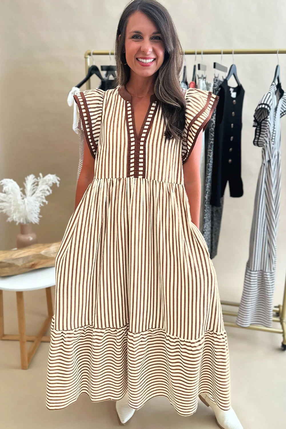 Bohemian V-Neck Midi Sundress