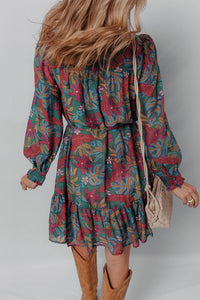 Bohemian V-Neck Ruched Mini Dress