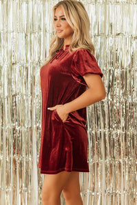 Bohemian Velvet Fitted Party Dress