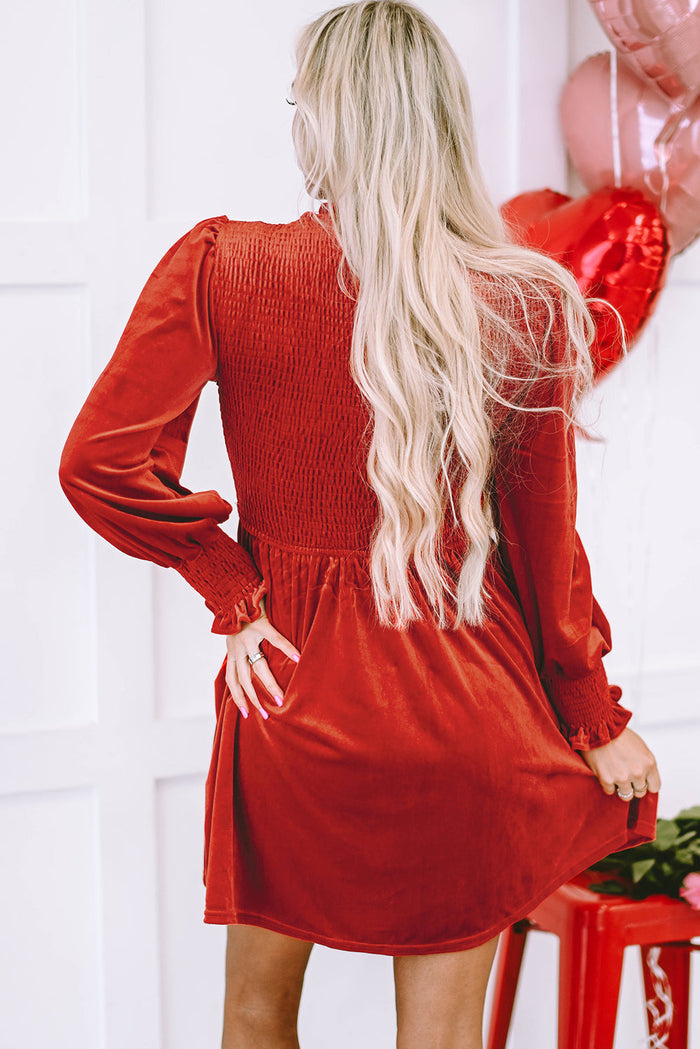 Bohemian Velvet Flared Mini Dress