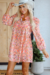 Bohemian Vintage Print Short Dress