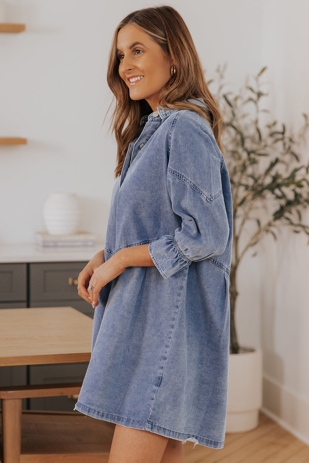 Bohemian Vintage Wash Denim Dress