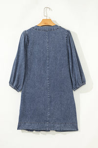 Bohemian washed denim flared dress