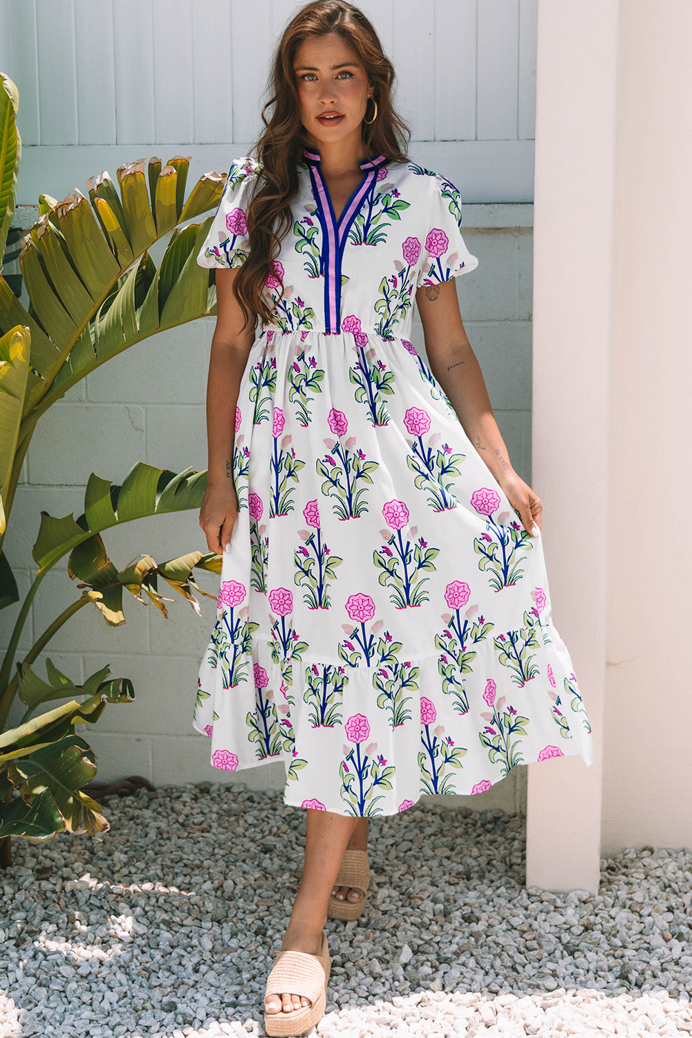 Bohemian White Flowy Summer Dress