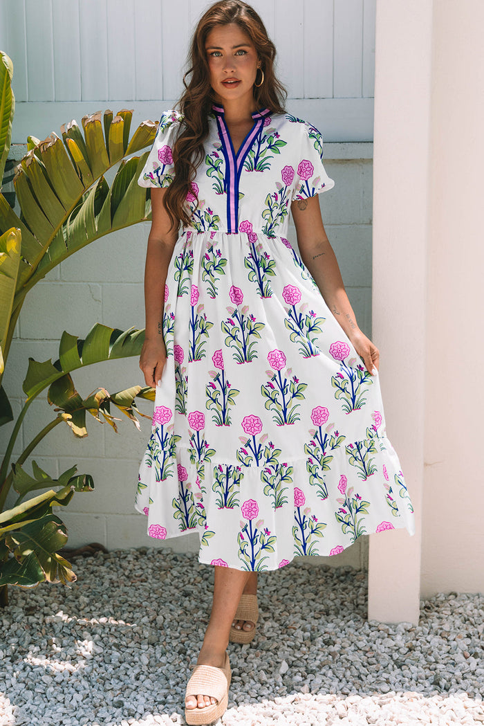 Bohemian White Flowy Summer Dress