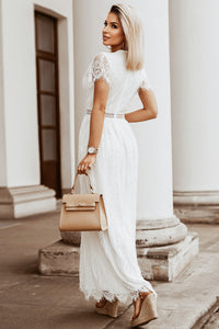 Bohemian white lace flowing dress