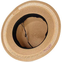 Bohemian wide-brim beige straw boater