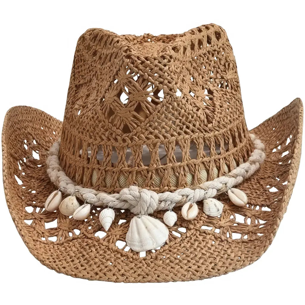 Bohemian wide-brim blue straw hat