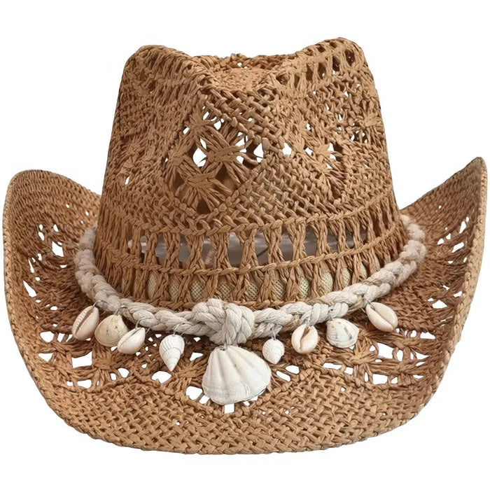 Bohemian wide-brim blue straw hat