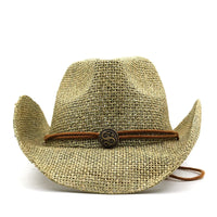 Bohemian wide-brim brown straw hat