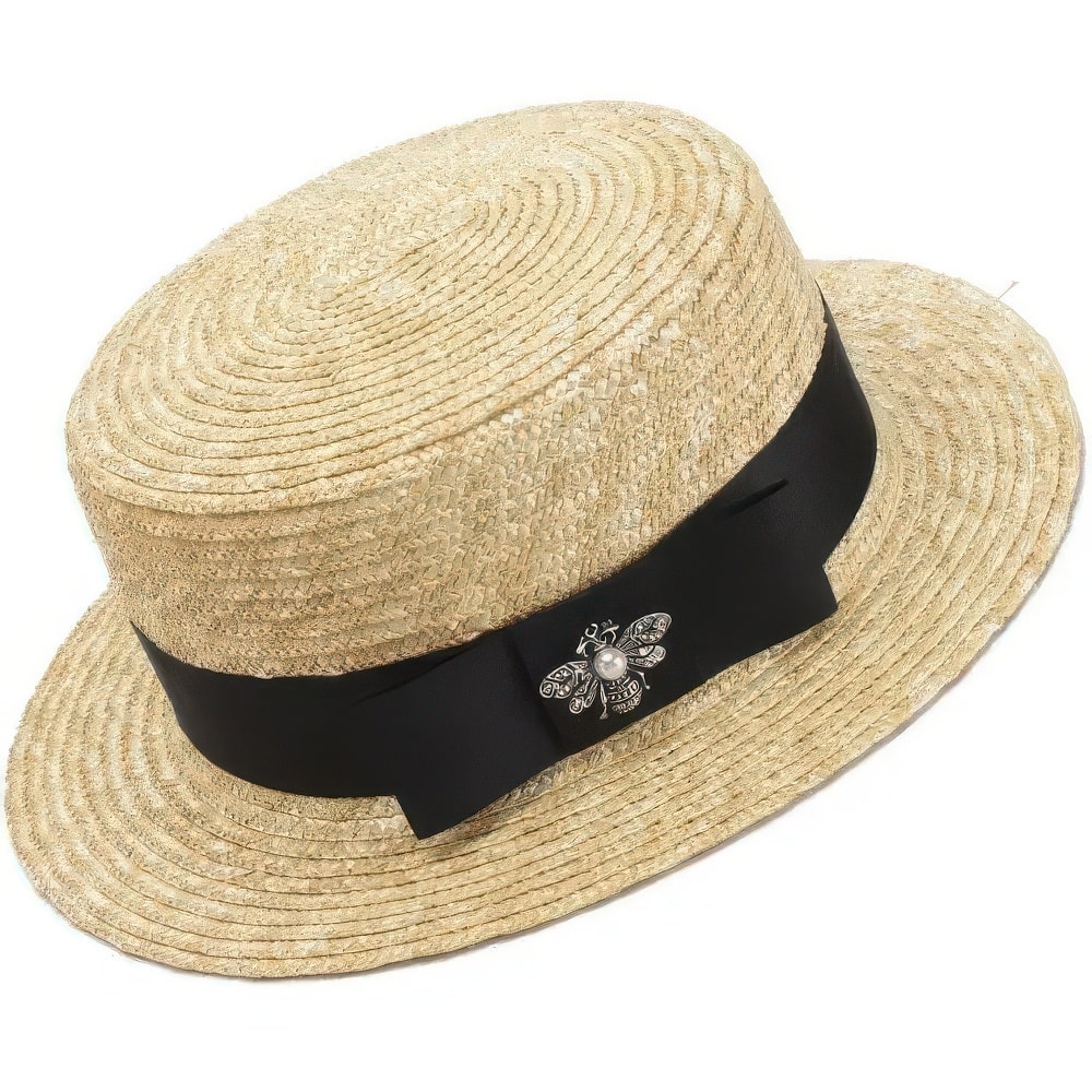 Bohemian wide-brim natural straw boater
