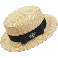 Bohemian wide-brim natural straw boater