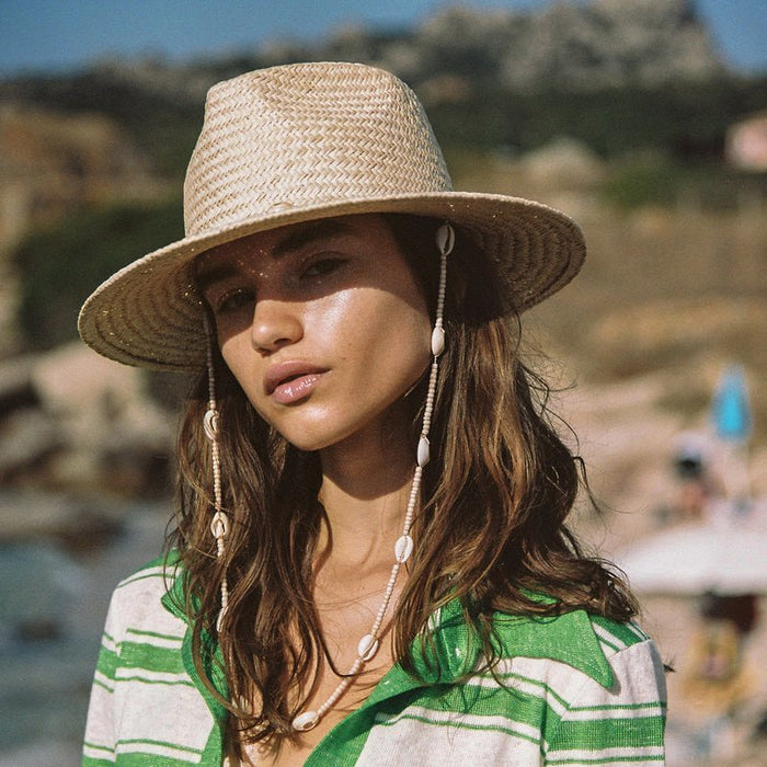 Bohemian wide-brim natural straw fedora