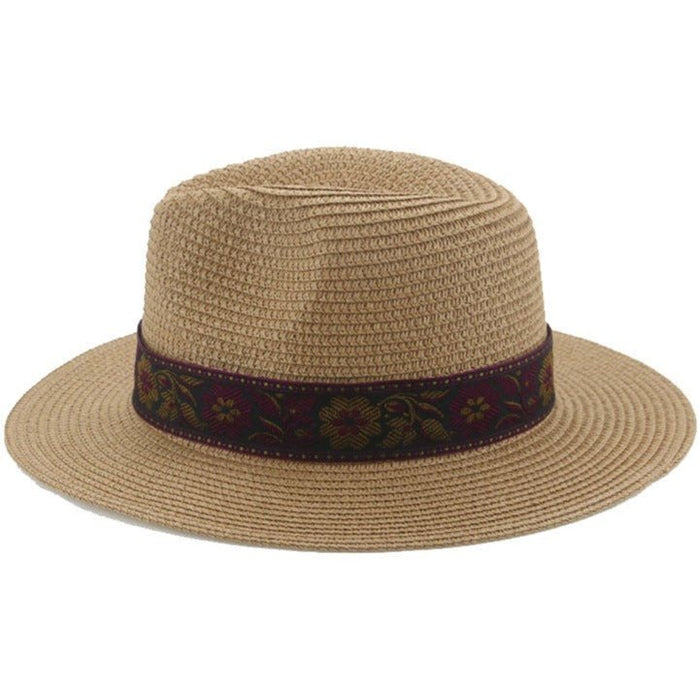 Bohemian wide-brim natural straw fedora