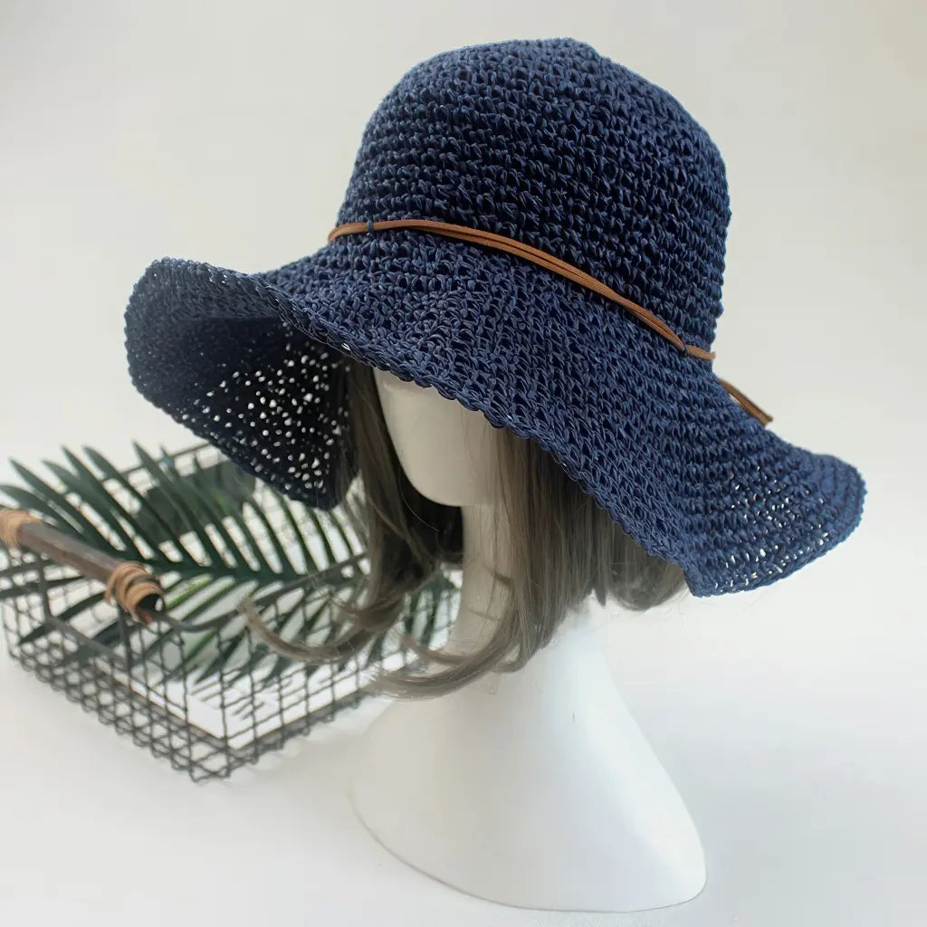 Bohemian wide-brim natural straw hat