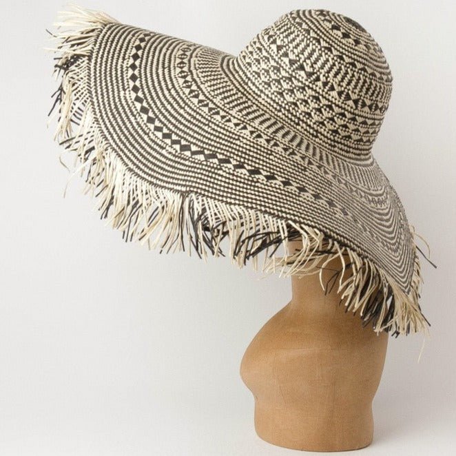 Bohemian wide brim natural straw hat
