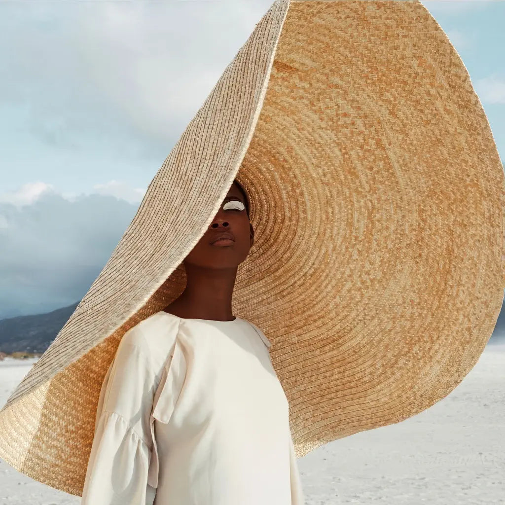Bohemian wide-brim natural straw hat