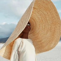 Bohemian wide-brim natural straw hat
