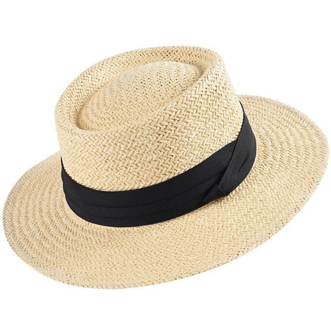 Bohemian wide-brim natural straw hat