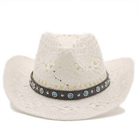 Bohemian wide-brim natural straw hat