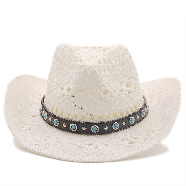 Bohemian wide-brim natural straw hat