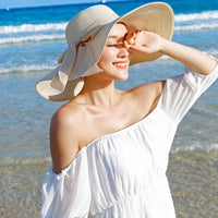 Bohemian wide brim natural straw hat