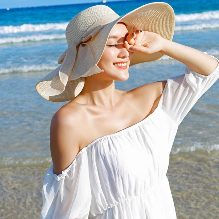 Bohemian wide brim natural straw hat