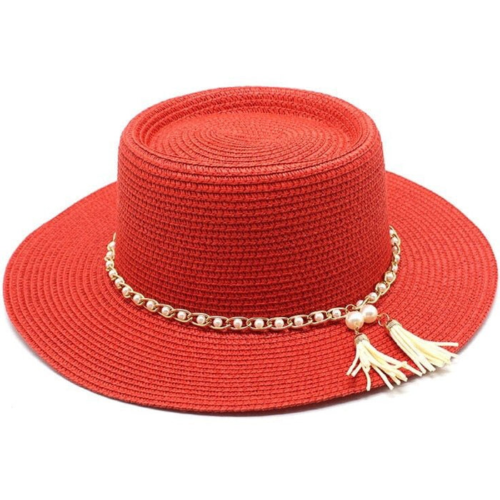 Bohemian wide-brim natural straw hat