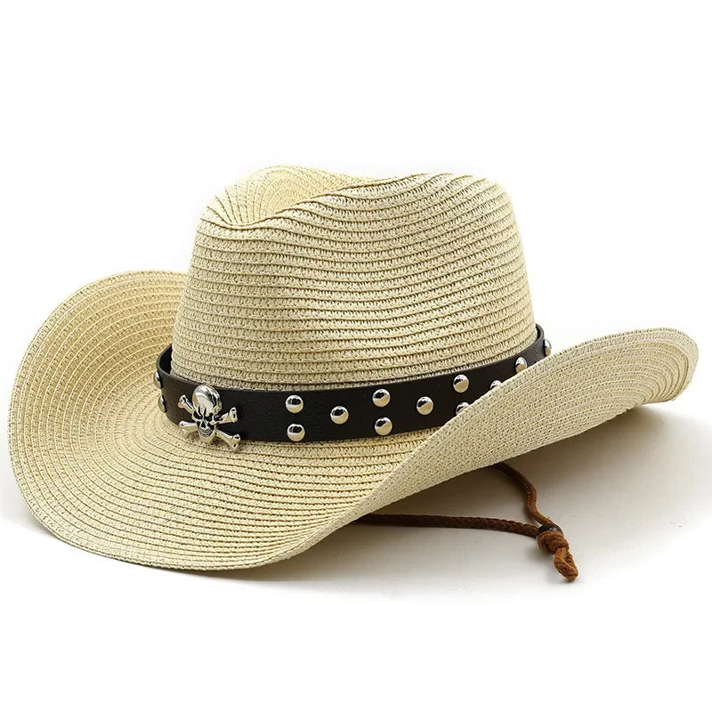 Bohemian wide-brim natural straw hat