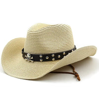 Bohemian wide-brim natural straw hat