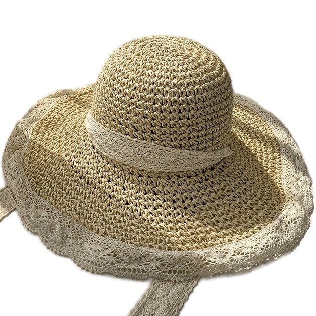 Bohemian wide brim natural straw hat