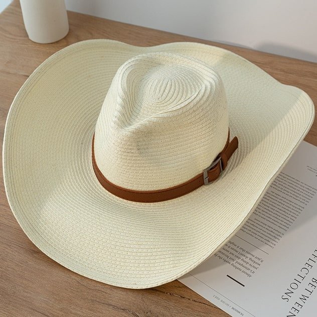 Bohemian wide-brim straw cowgirl hat