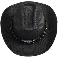 Bohemian wide-brim straw cowgirl hat