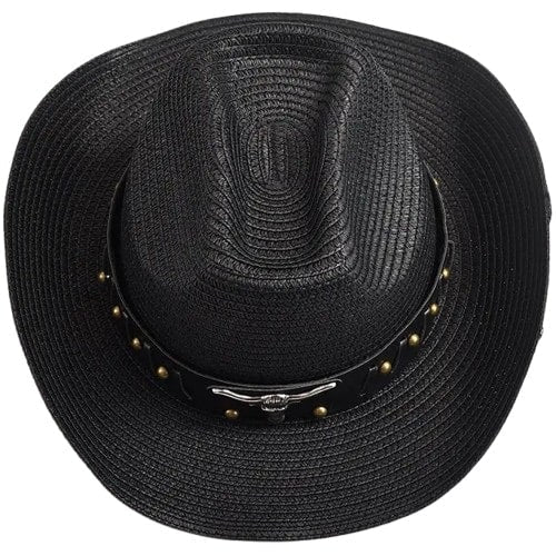 Bohemian wide-brim straw cowgirl hat