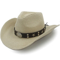 Bohemian wide brim straw cowgirl hat