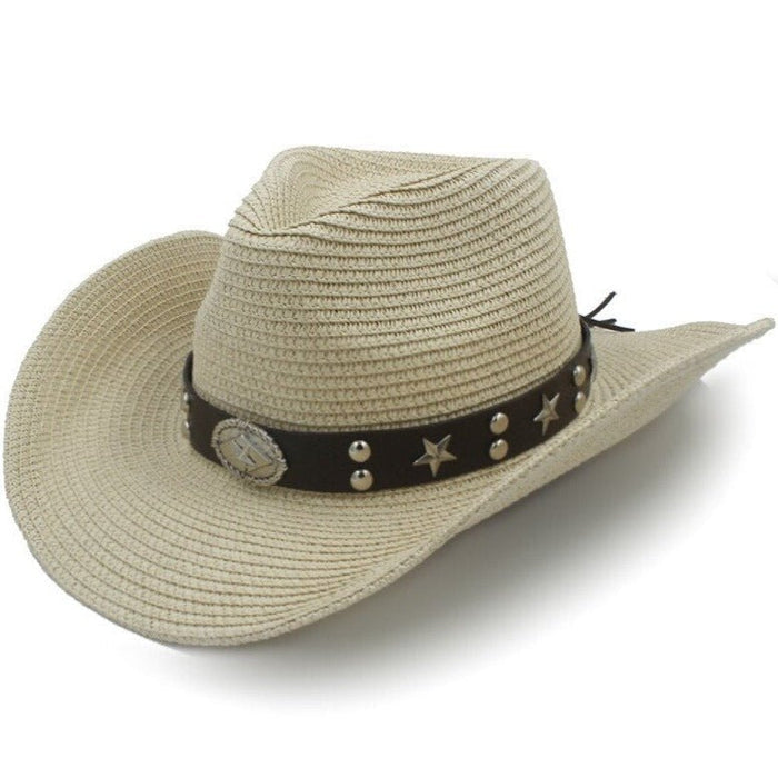 Bohemian wide brim straw cowgirl hat