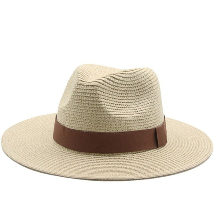Bohemian wide-brim straw fedora hat