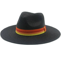 Bohemian wide-brim straw fedora hat