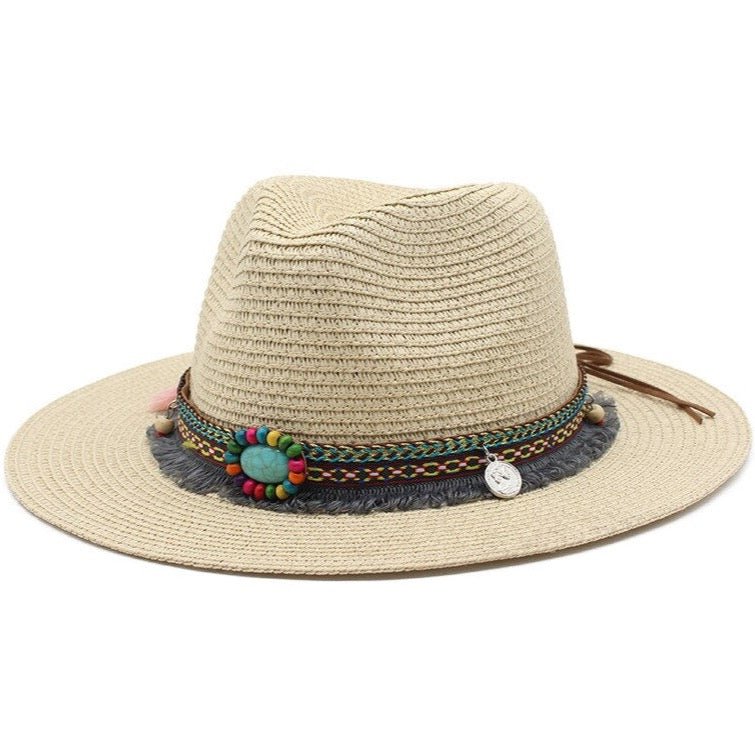Bohemian wide-brim straw fedora