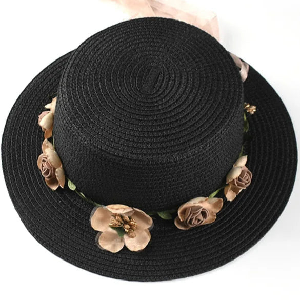 Bohemian wide-brim tan straw hat