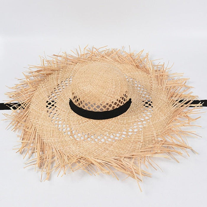 Bohemian wide brim woven straw hat