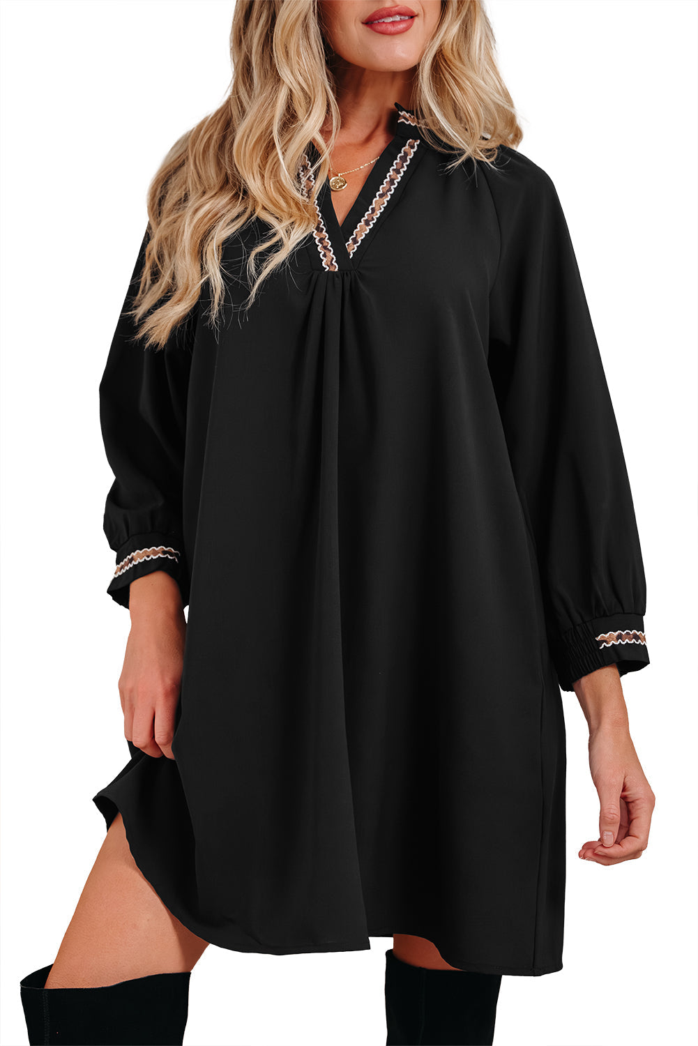 Bohemian Woven Black Festival Dress