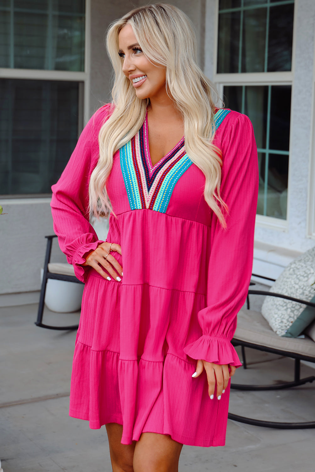 Bohemian Woven Mini Dress Outfit