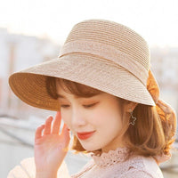 Bohemian woven straw bucket hat